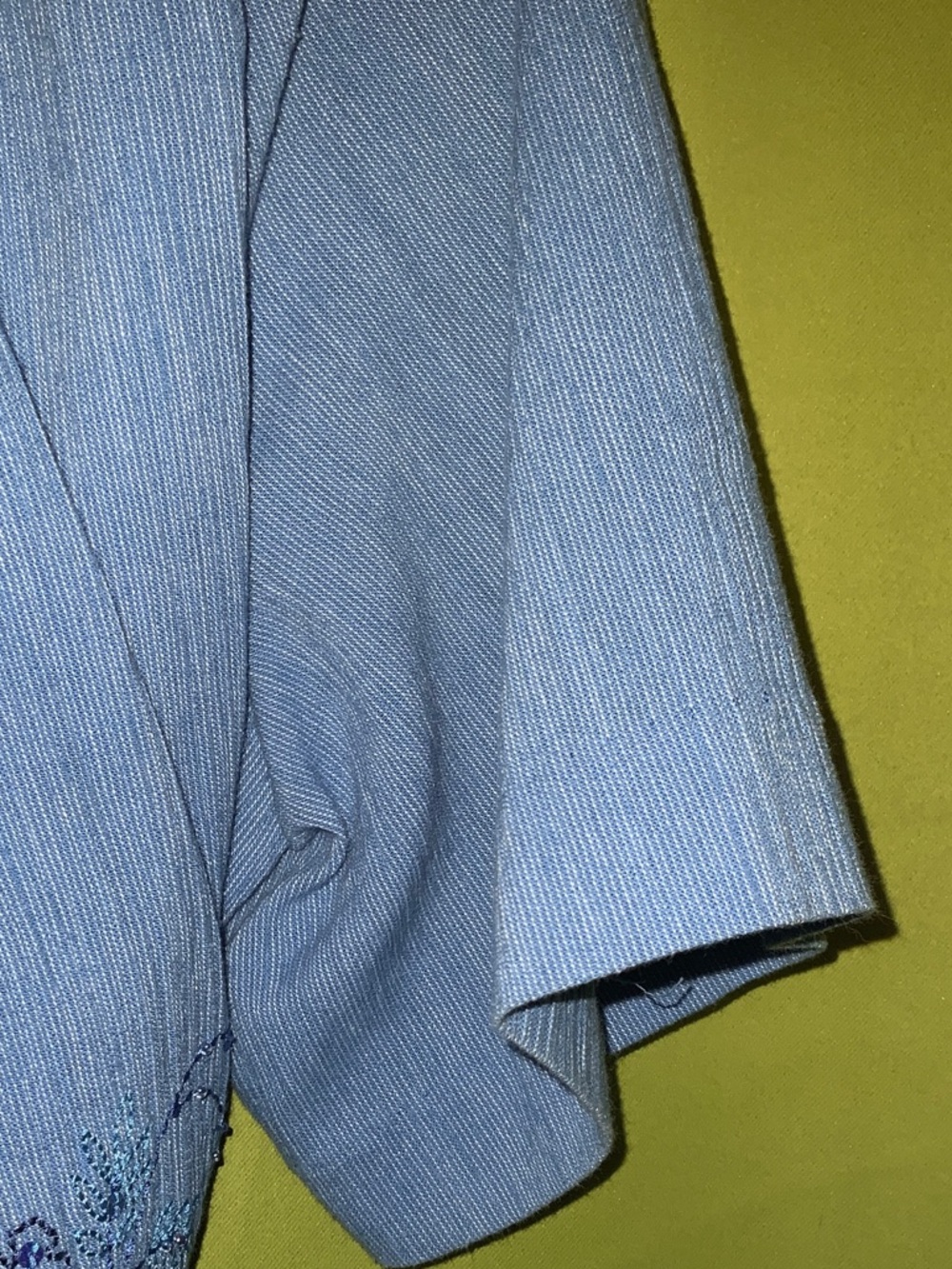 🤩Add-on🤩Alia Blue Embroidered Button-Up Shirt with White Placket - Picture 8 of 12